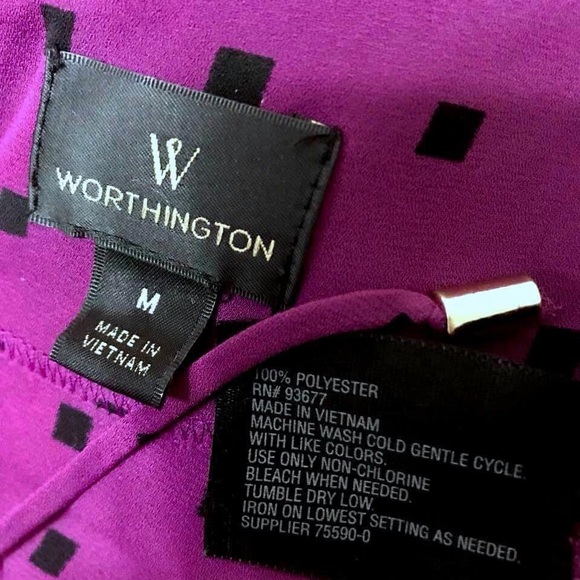 ⭐️ Worthington Purple Black Y2K Block Polka Dot Print Blouse Women’s M - Picture 6 of 8
